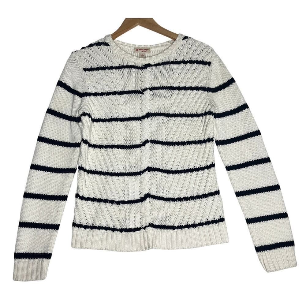 Brooks Brothers Red Fleece Black White Cable Knit Cotton Sweater sz M Preppy